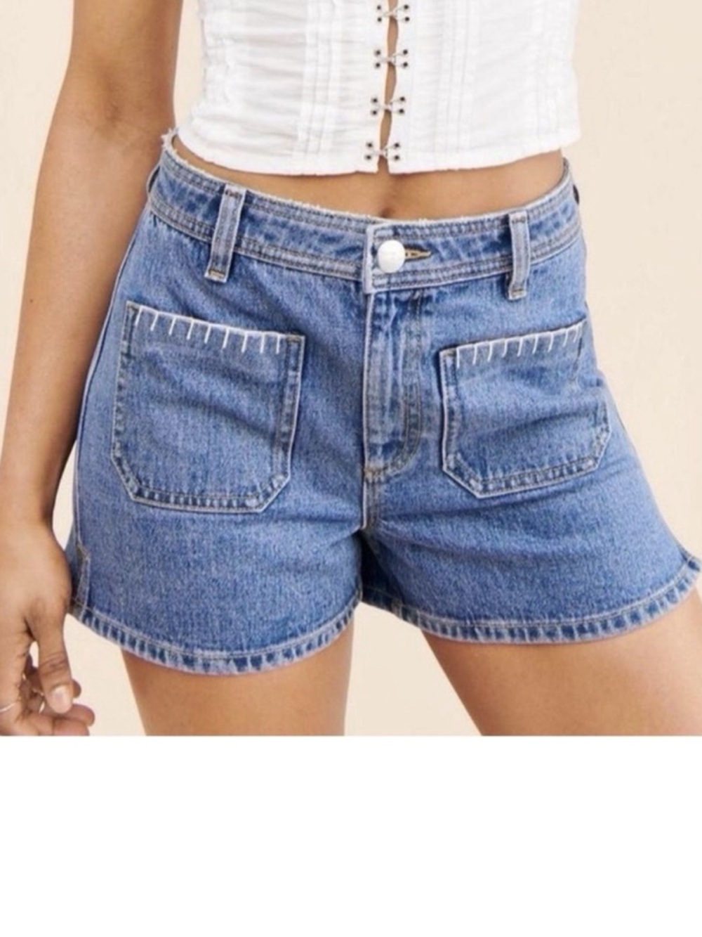 Seventy + Mochi Mabel Patch Pocket Shorts Size 26